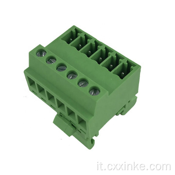 Connettore a blocchi morsetto montato su binario per campino verde da 3,81 mm di larghezza da 3,81 mm